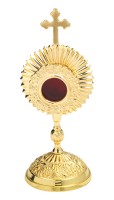 Messing Reliquary golden plated round H 17 cm
