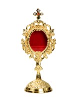 Messing Reliquary golden plated H 18 cm
