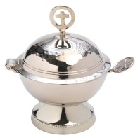 Messing vernickelt Incense boat H 12 cm nickel plated