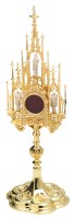 Messing Reliquary gothic golden plated H 40 cm