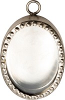 Wand-Reliquiar Perlrand oval vernickelt H 6 cm