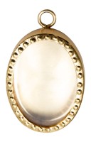 Wand-Reliquiar Perlrand oval vergoldet H 6 cm