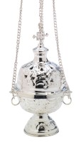Thurible silver plated with cross H 18 cm