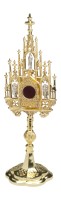 Messing Reliquary neogothic golden plated H 57 cm
