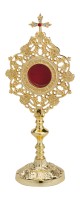 Messing Reliquary gold plated H 25 cm